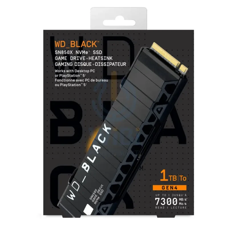 WD Black SN850X NVMe SSD with Heatsink - 1TB / M.2 2280 / Up to 7300MB/s / PCIe 4 x4 - SSD (Solid State Drive)