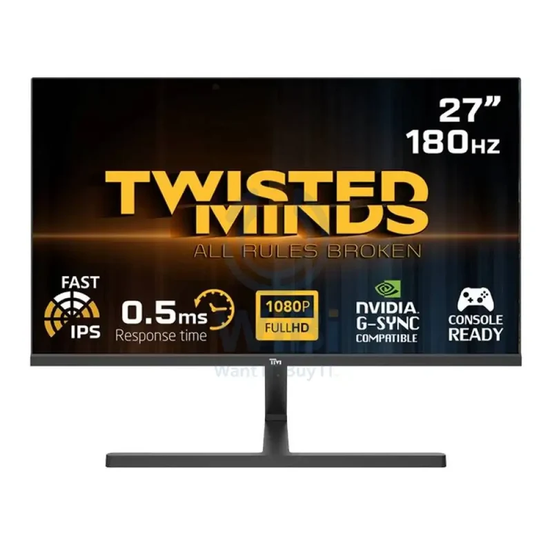 Twisted Minds Gaming Monitor - 27'' FHD / IPS / 180Hz / 0.5ms / HDMI / Display Port / Audio Out / Black - Monitor