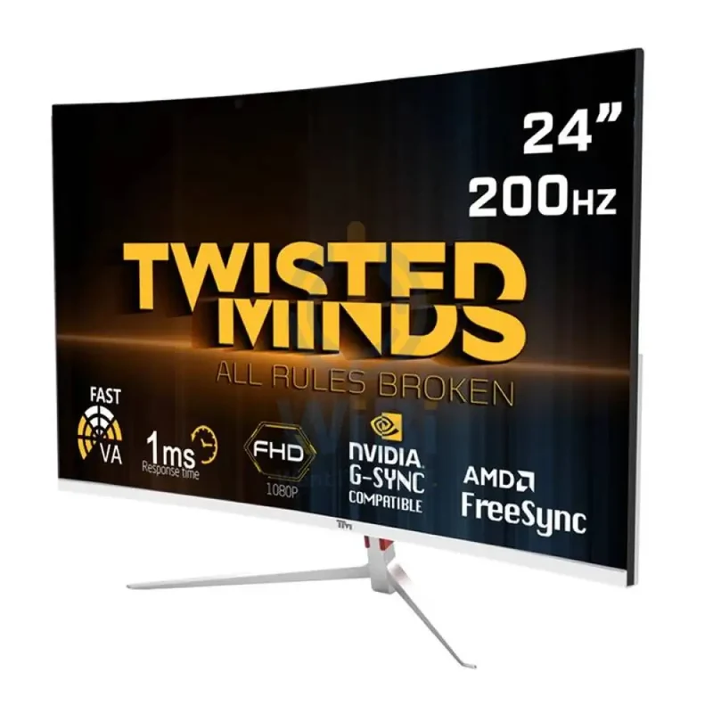 Twisted Minds Gaming Monitor - 23.8'' FHD / VA / 200Hz / 1MS / HDMI / Display Port / White - Monitor