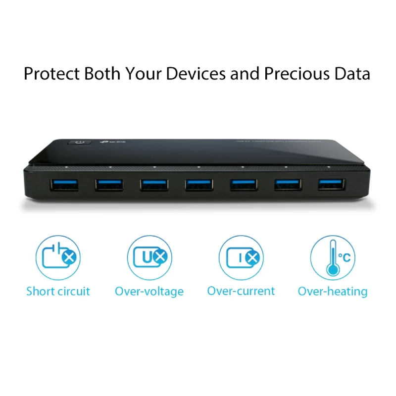 TP-Link (UH720) USB 3.0 7-Port Hub with 2 Charging Ports - USB 3.0 / Black