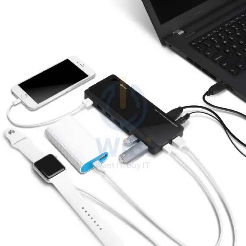 TP-Link (UH720) USB 3.0 7-Port Hub with 2 Charging Ports - USB 3.0 / Black