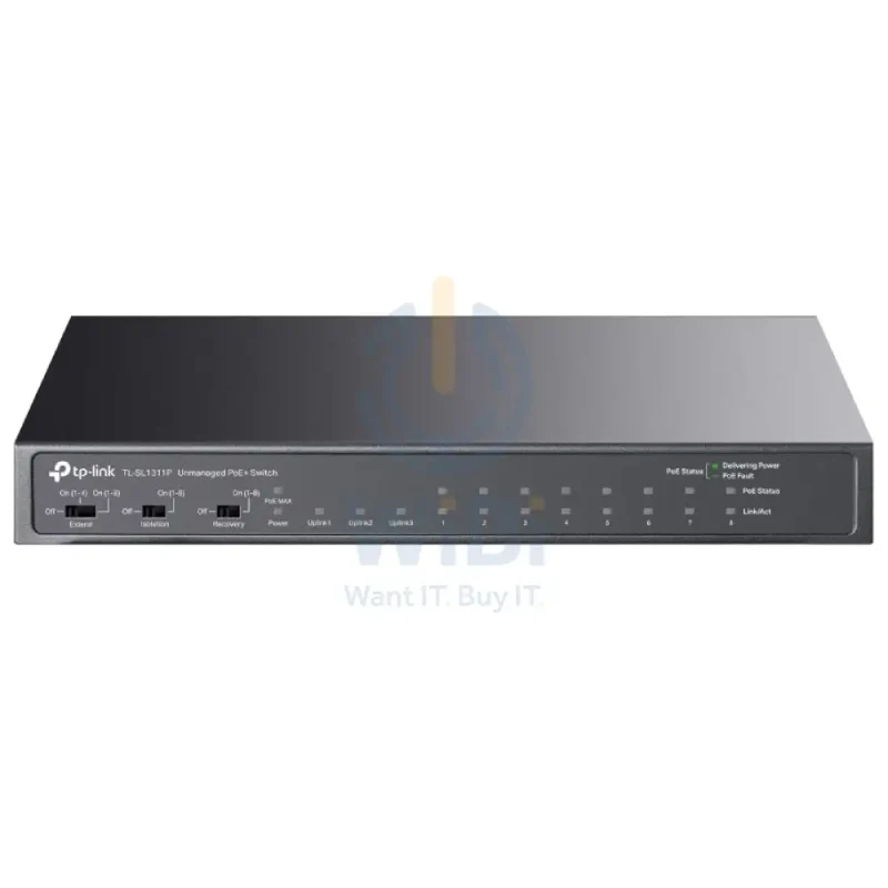 TP-Link (TL-SL1311P) 8-Port 10/100Mbps + 3-Port Gigabit Desktop Switch with 8-Port PoE+ - 7.6Gbps / LAN