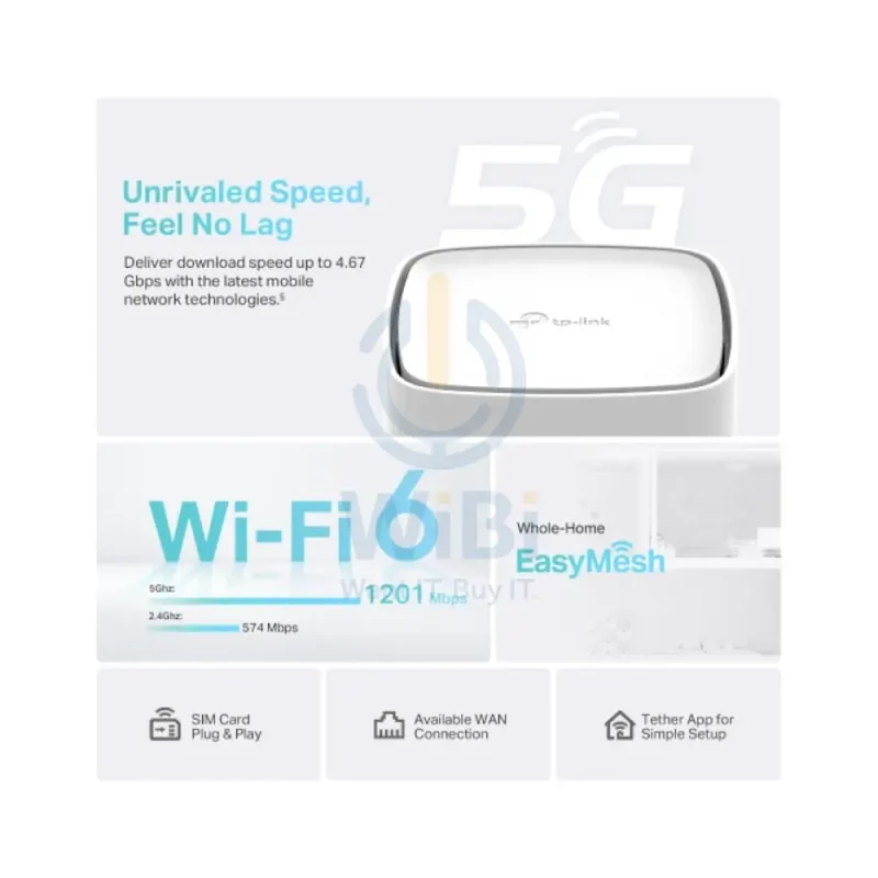 راوتر تي بي-لينك آرتشر NX200، 5G، AX1800، لاسلكي ثنائي النطاق، جيجابت، بتردد 5 جيجاهرتز (1201 ميجابت في الثانية)، WAN، LAN