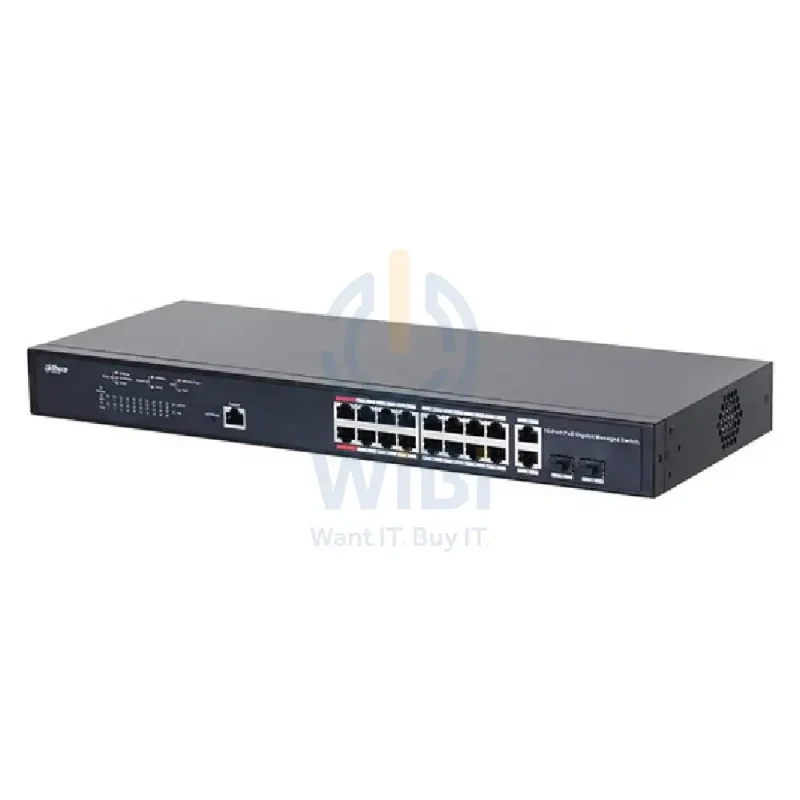 Dahua 18-Port Managed Gigabit Switch with 16-Port PoE - 18 Ports / Managed - Switch