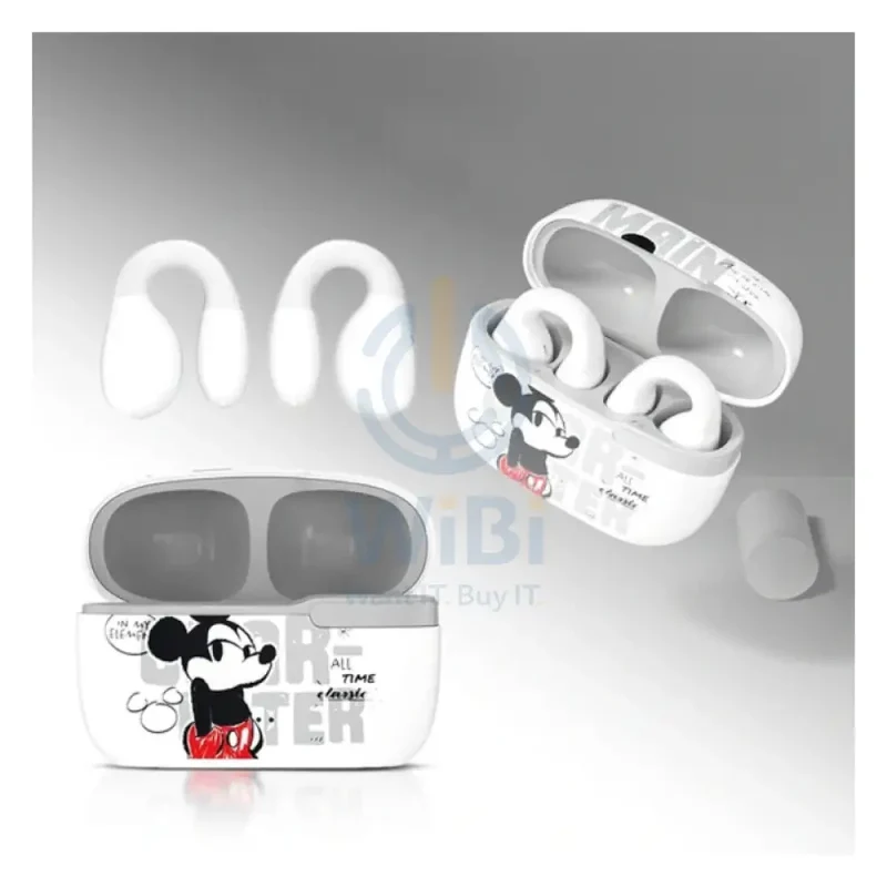 Disney QS-T10 Clip-on Bluetooth Wireless headphones - Mickey White