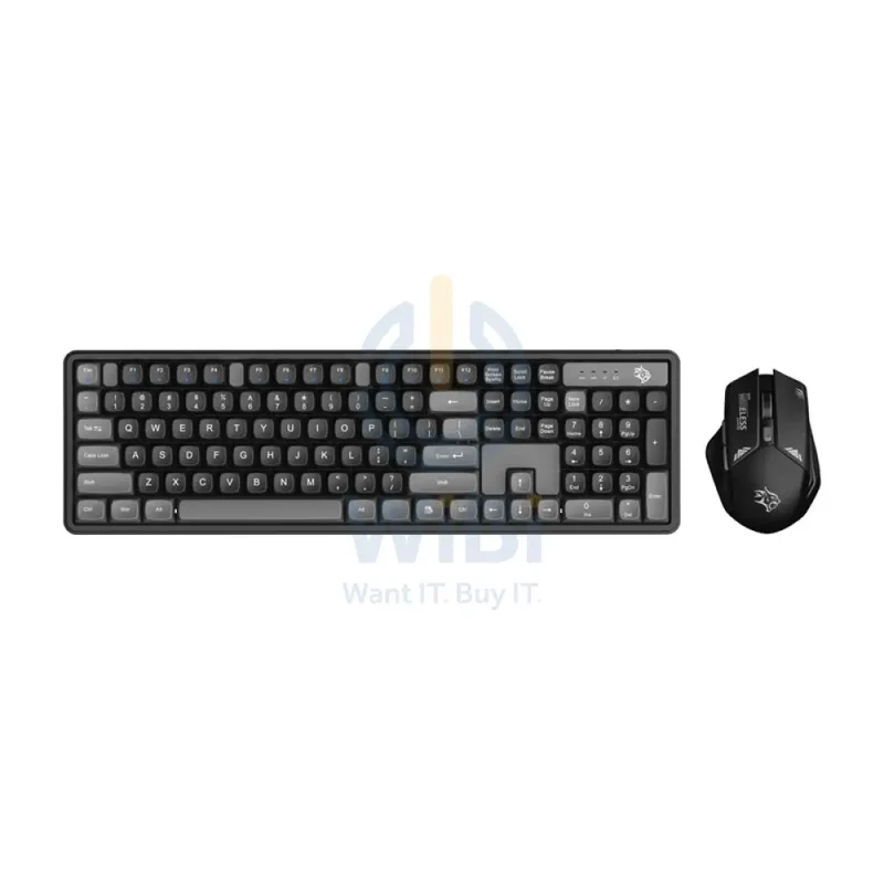 Porodo Gaming Wireless Keyboard Mouse Set - 2.4 GHz / 104 Keys / 1600 DPI / Arabic/English - Grey / B