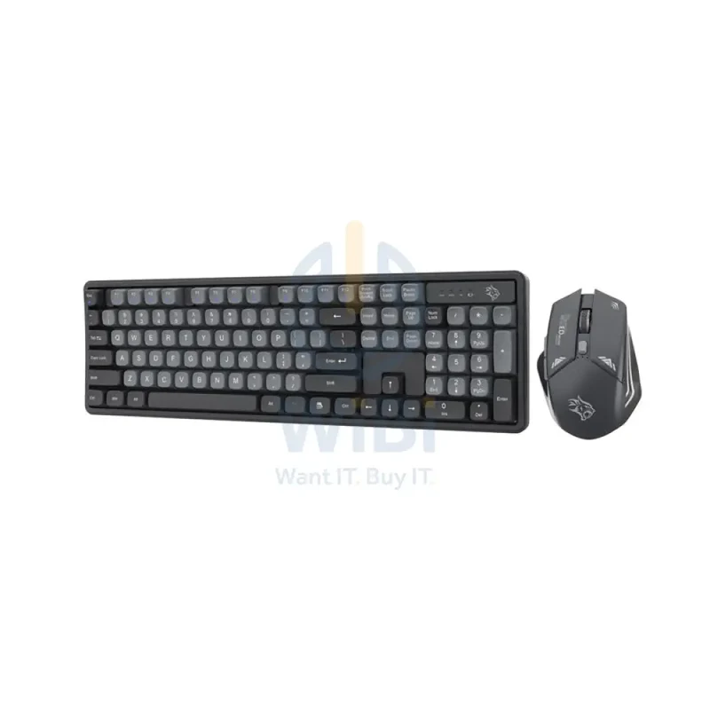 Porodo Gaming Wireless Keyboard Mouse Set - 2.4 GHz / 104 Keys / 1600 DPI / Arabic/English - Gray / A