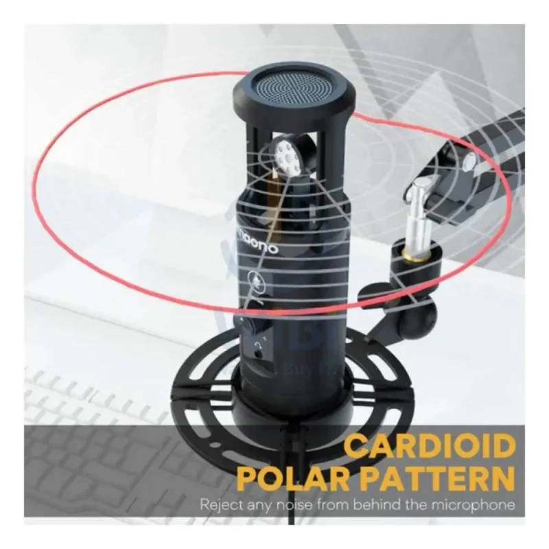 Maonocaster AU-PM422 USB Microphone Stand With Zero Latency Monitoring Professional Cardioid Condenser Microphone - Black
