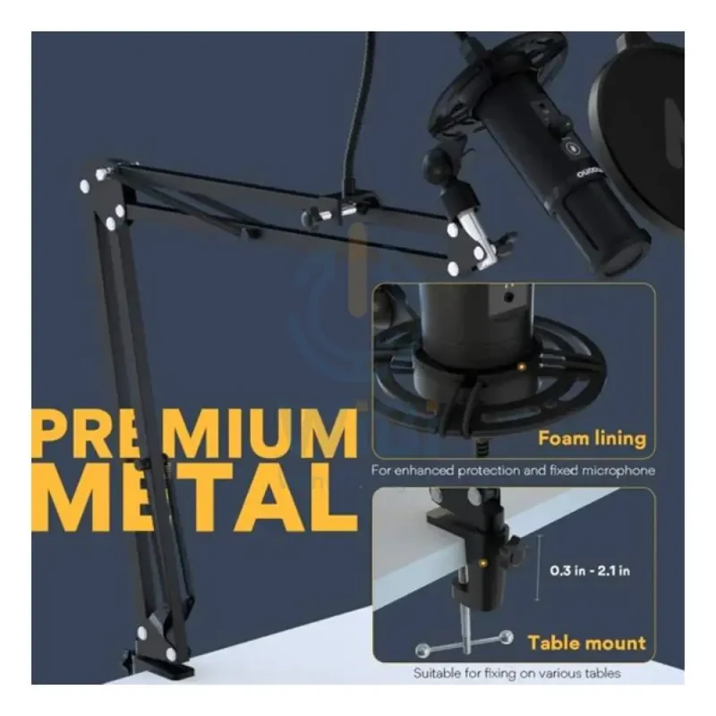 Maonocaster AU-PM422 USB Microphone Stand With Zero Latency Monitoring Professional Cardioid Condenser Microphone - Black