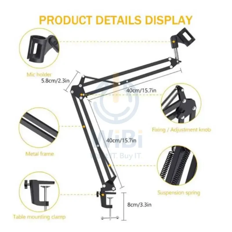 Maonocaster AU-B01 Microphone Suspension Boom Scissor Arm Stand - Black