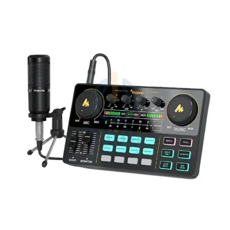 Maonocaster AU-AM200S1 Lite Portable All-In-One Podcast Production Studio With Microphone And Audio Interface - Black