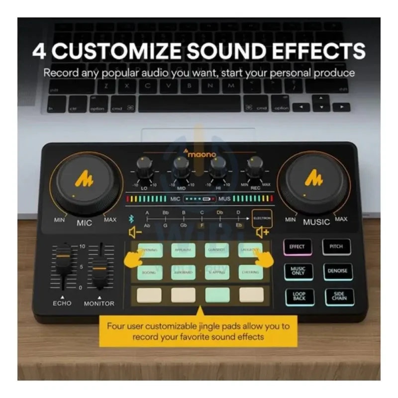 Maonocaster AU-AM200S1 Lite Portable All-In-One Podcast Production Studio With Microphone And Audio Interface - Black