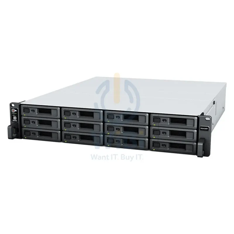 خادم سينولوجي راك ستيشن RS2423RP+ – SATA / 12 فتحة / USB / LAN / راك (2U) (مع طقم قضبان)