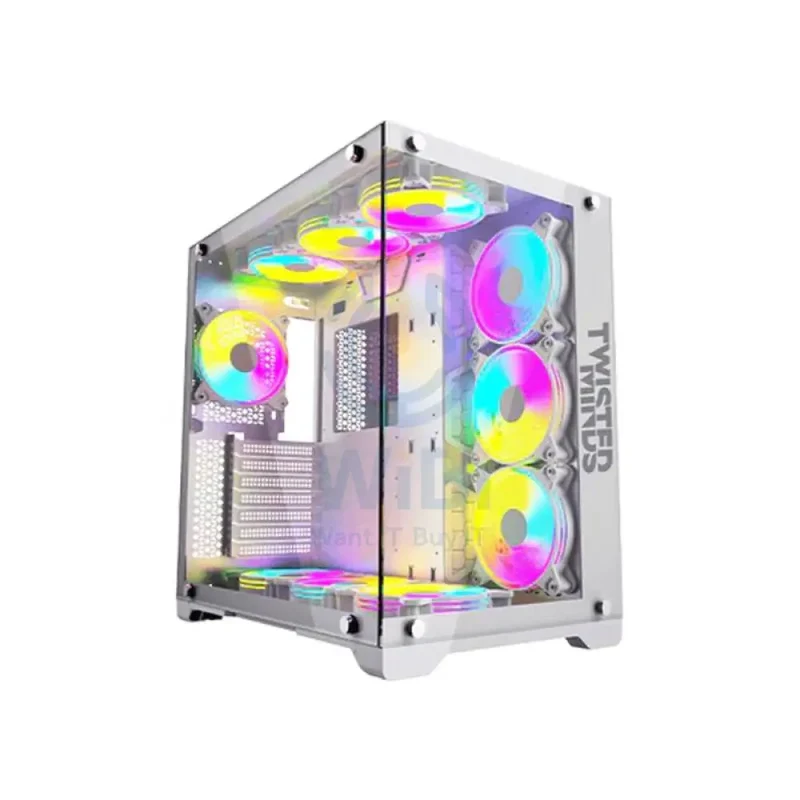 Twisted Minds Bullet-07 Mid Tower ARGB Fan Gaming Case - 7 x 120mm / White