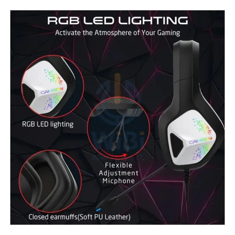 سماعة رأس ألعاب جيم أون GOK905 إنفيرنوس RGB، باللون الأسود
