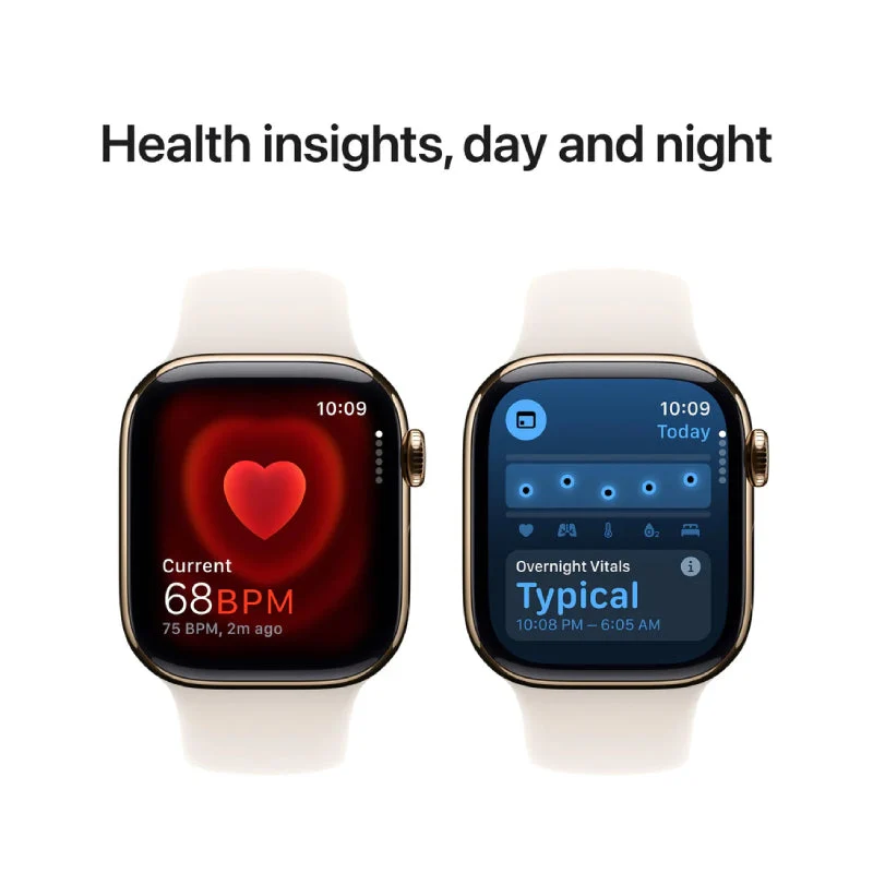 Apple Watch Series 10 with Sport Band - LTPO OLED / 64GB / 42mm / Medium/Large / Bluetooth / Wi-Fi / Cellular / Starlight