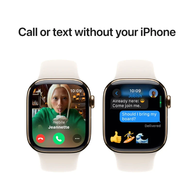 Apple Watch Series 10 with Sport Band - LTPO OLED / 64GB / 42mm / Medium/Large / Bluetooth / Wi-Fi / Cellular / Starlight