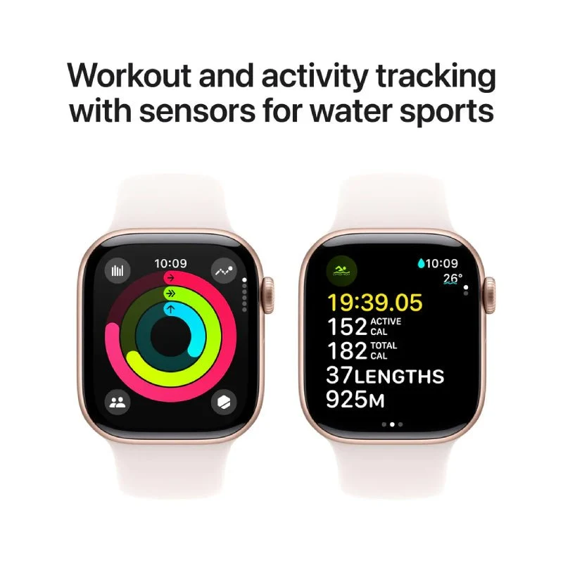 Apple Watch Series 10 with Sport Band - LTPO OLED / 64GB / 42mm / Small/Medium / Bluetooth / Wi-Fi / Cellular / Light Blush