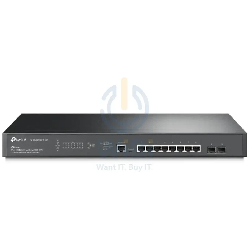 TP-Link (TL-SG3210XHP-M2) JetStream 8-Port 2.5GBASE-T and 2-Port 10GE SFP+ L2+ Managed Switch with 8-Port PoE+ - 80Gbps / Micro-USB / LAN