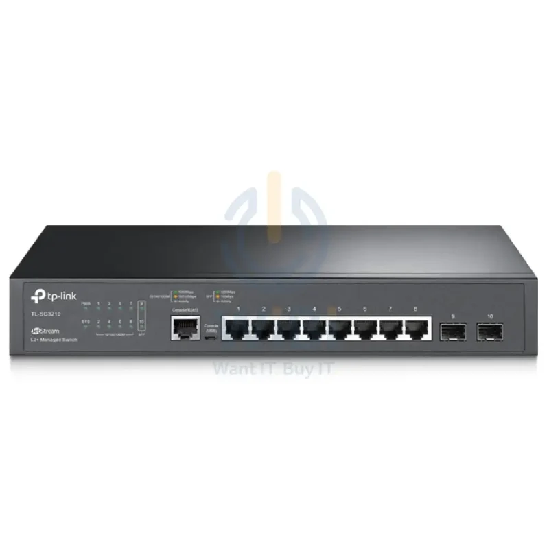 TP-Link (TL-SG3210) JetStream 8-Port Gigabit L2+ Managed Switch with 2 SFP Slots - 20Gbps / Micro-USB / LAN
