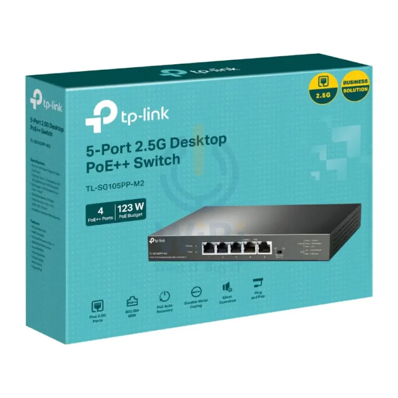 TP-Link (TL-SG105PP-M2) 5-Port 2.5G Desktop Switch with 4-Port PoE++ - 25 Gbps / LAN