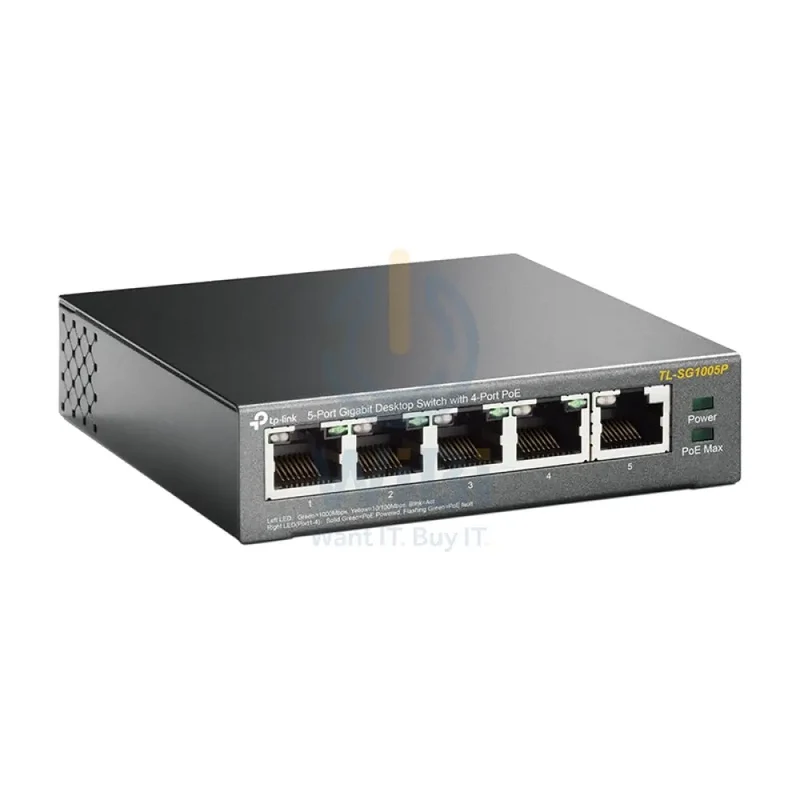 TP-Link (TL-SG1005P) 5-Port Gigabit Desktop Switch with 4-Port PoE - 10Gbps / LAN