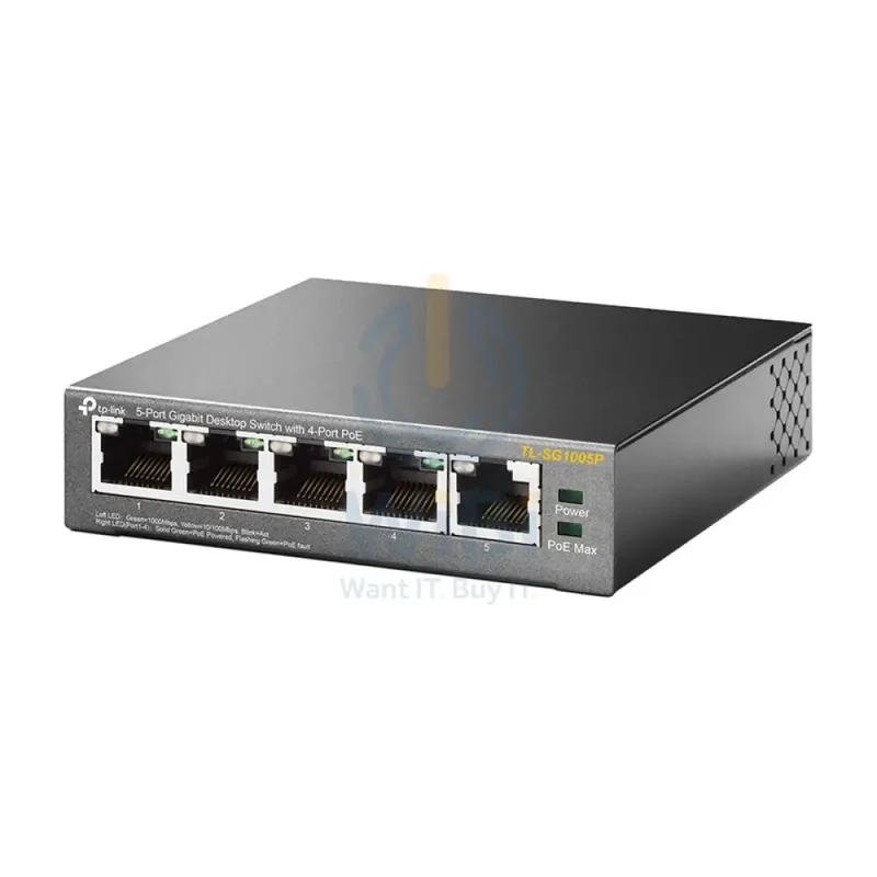 TP-Link (TL-SG1005P) 5-Port Gigabit Desktop Switch with 4-Port PoE - 10Gbps / LAN