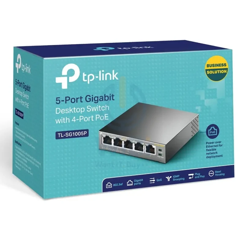 TP-Link (TL-SG1005P) 5-Port Gigabit Desktop Switch with 4-Port PoE - 10Gbps / LAN