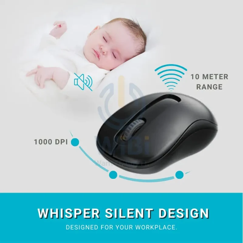 Rapoo X1800S Wireless Keyboard & Mouse Combo - 2.4 GHz / 10m / 1000 DPI / USB / Arabic/English - Black