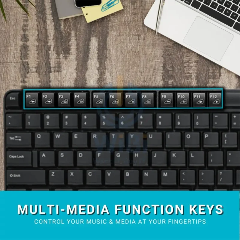 Rapoo X1800S Wireless Keyboard & Mouse Combo - 2.4 GHz / 10m / 1000 DPI / USB / Arabic/English - Black