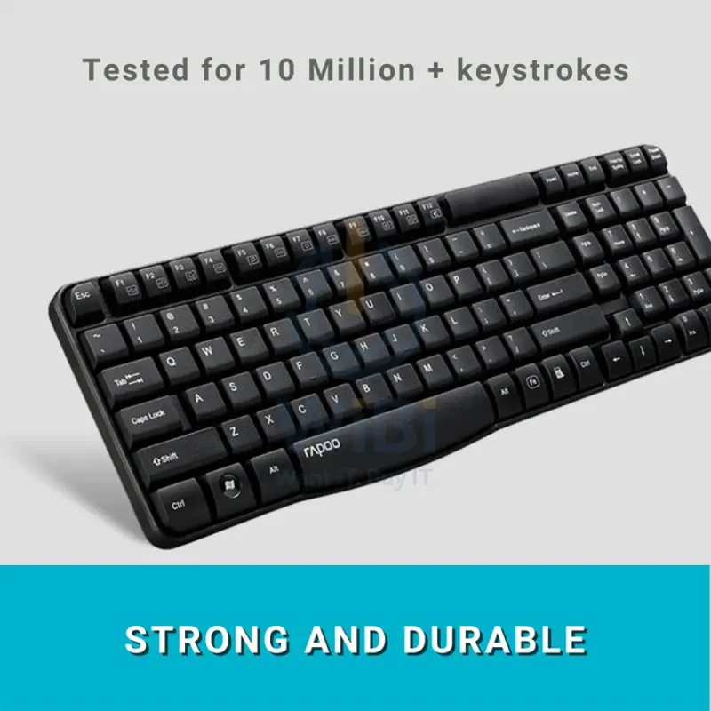 Rapoo X1800S Wireless Keyboard & Mouse Combo - 2.4 GHz / 10m / 1000 DPI / USB / Arabic/English - Black