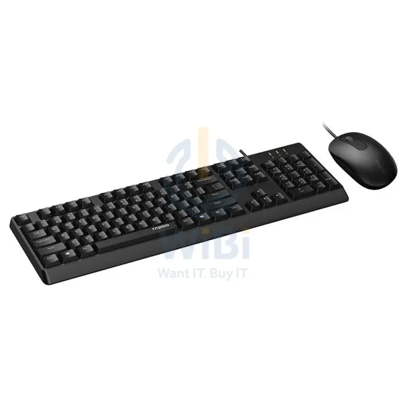 Rapoo X130 PRO Wired Keyboard And Mouse Combo - 1.5m / 104 Keys / 1600 DPI / USB / Arabic/English - Black