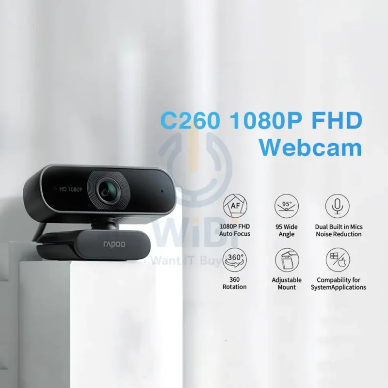 Rapoo C260 Webcam with Noise Cancellation Mic - 1080p FHD / USB - Black