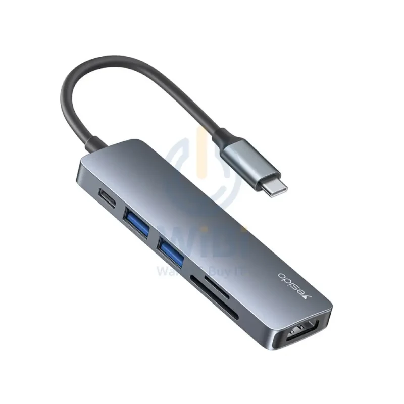 Yesido HB11 6 in 1 Multifunctional Docking Station HUB Adapter - USB-C / USB 3.0/2.0 / HDMI / PD / SD Card