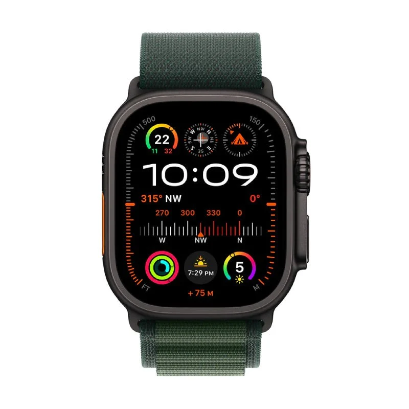 Apple Watch Ultra 2 (2024) - LTPO OLED / 64GB / 49mm / Small / Bluetooth / Wi-Fi / Cellular / Titanium Dark Green Alpine Loop