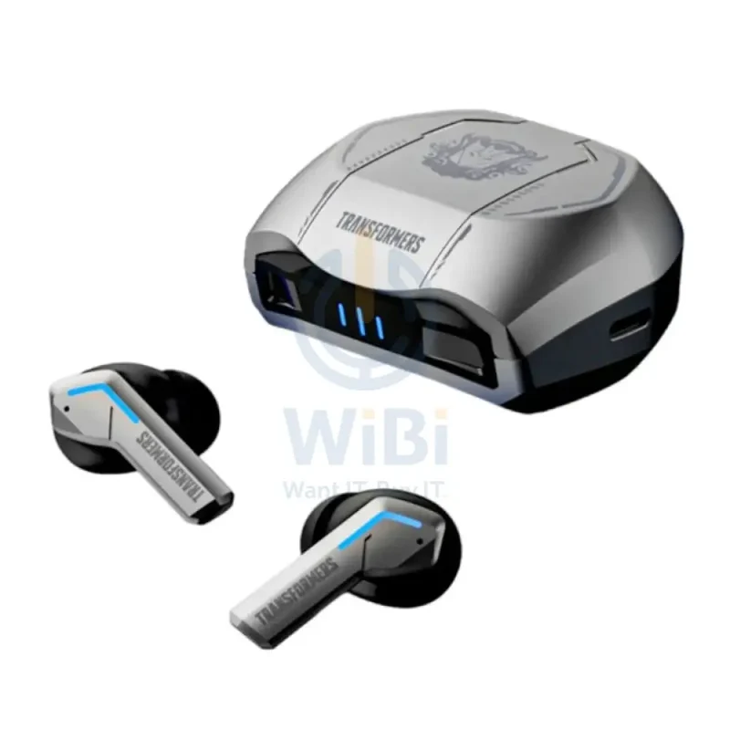 سماعات أذن ترانسفورمرز TF-T06 لاسلكية، بلوتوث، باللون الفضي