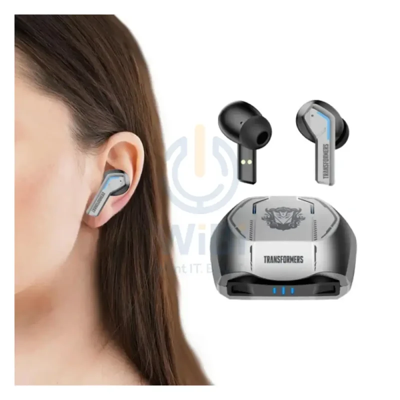 سماعات أذن ترانسفورمرز TF-T06 لاسلكية، بلوتوث، باللون الفضي