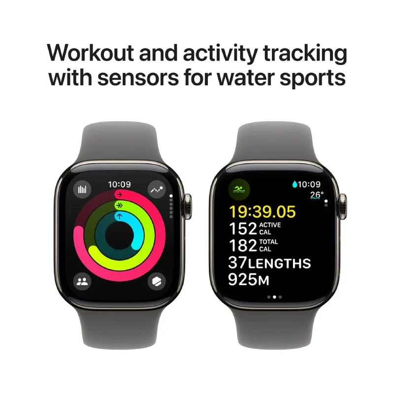 Apple Watch Series 10 with Sport Band - LTPO OLED / 64GB / 46mm / Small/Medium / Bluetooth / Wi-Fi / Cellular / Stone Grey