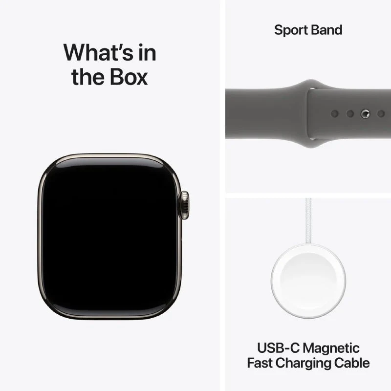 Apple Watch Series 10 with Sport Band - LTPO OLED / 64GB / 46mm / Medium/Large / Bluetooth / Wi-Fi / Cellular / Stone Grey