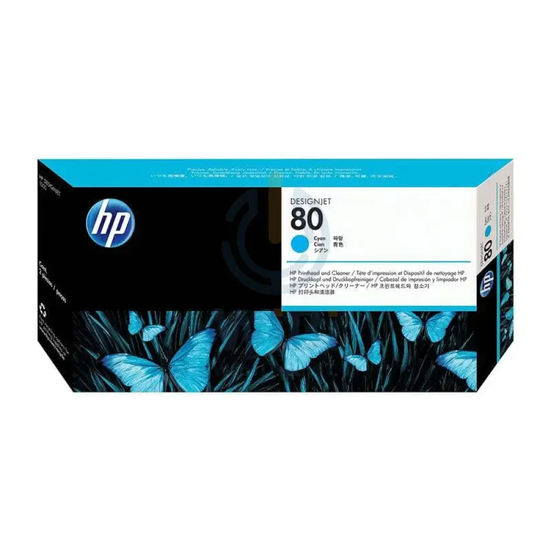 HP 80 Cyan DesignJet Printhead And Printhead Cleaner - Printhead / 17 ml / Cyan