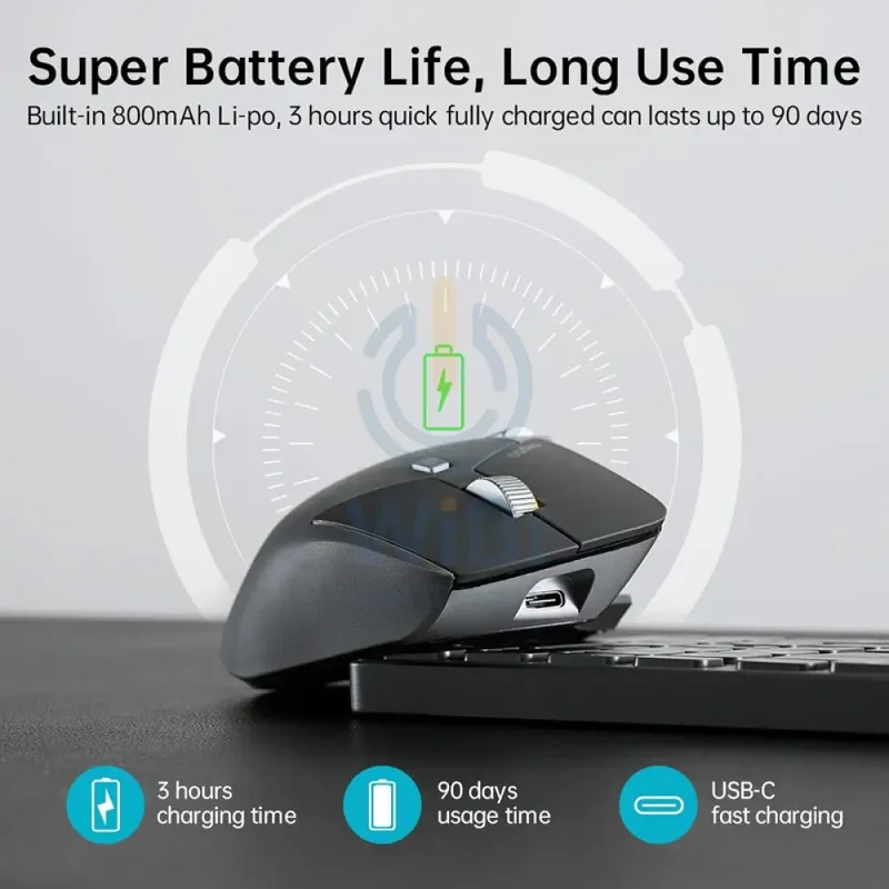 Rapoo MT760L Multi Mode Wireless Mouse - 2.4 GHz / 4000 DPI / Bluetooth - Light Black