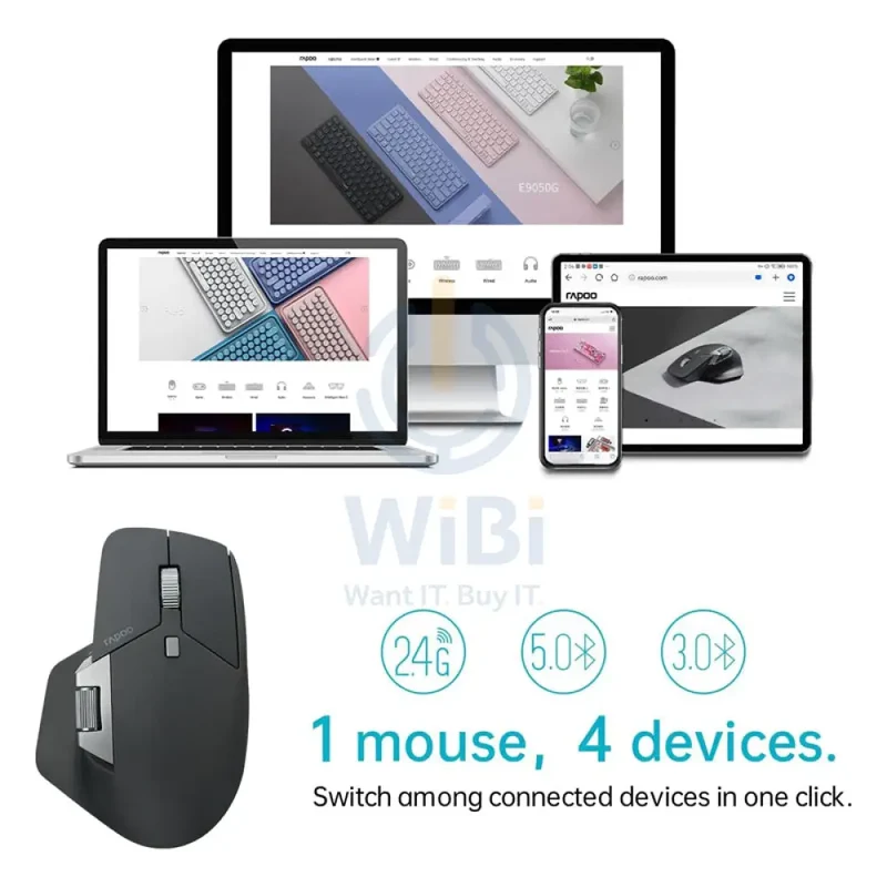 Rapoo MT760L Multi Mode Wireless Mouse - 2.4 GHz / 4000 DPI / Bluetooth - Light Black