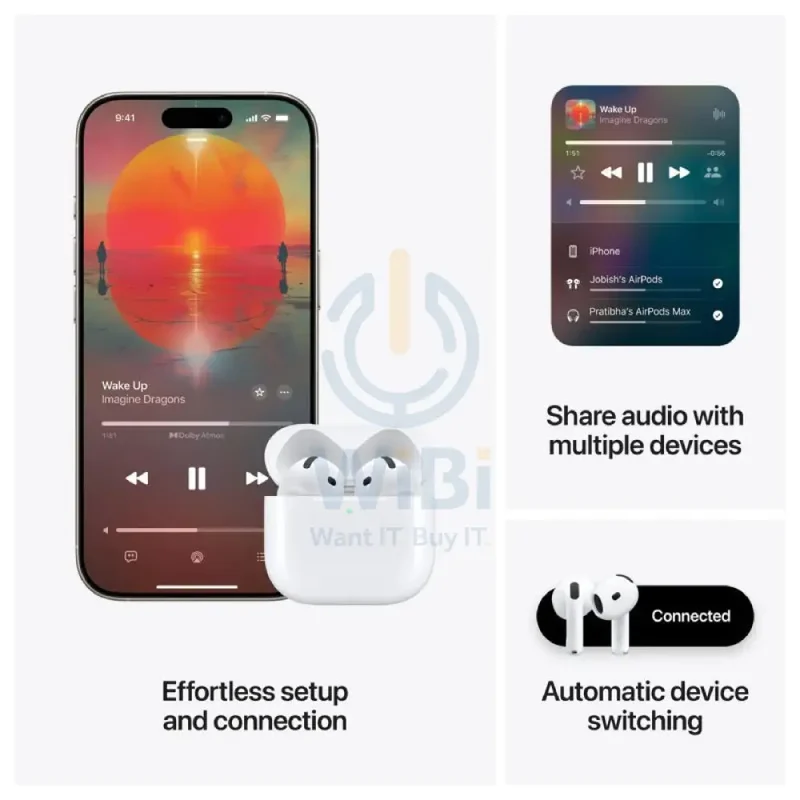 سماعات أذن آبل إيربودز 4، USB-C، بلوتوث 5.3، أبيض