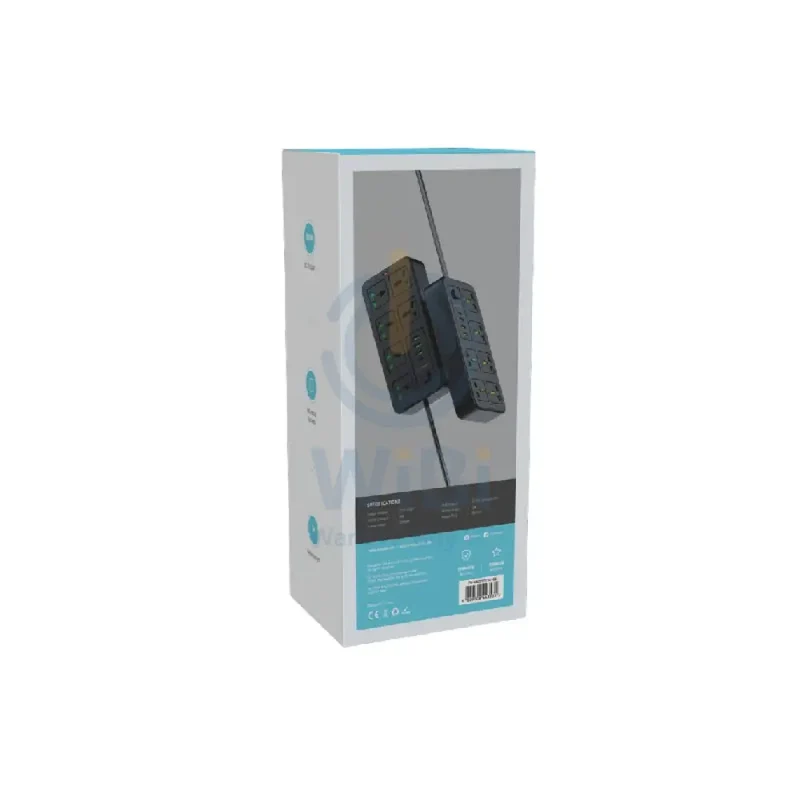 Porodo Blue 6 Universal Sockets Power Strip - 3 Meter / Black
