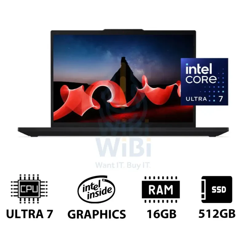Lenovo ThinkPad T16 Gen 3 - 16.0" WUXGA / Ultra 7 155U / 16GB / 512GB (NVMe M.2 SSD) / Win 11 Pro / 3YW / Arabic/English / Black - Laptop
