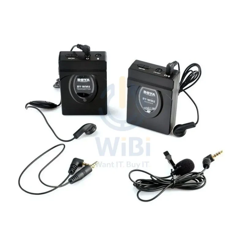 BOYA BY-WM5 Wireless Lavalier Microphone System Kit - 2.4GHz / 3.5mm Jack / Wireless - Black