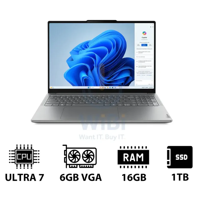 لابتوب لينوفو يوجا برو 9 جيل 9 - شاشة حجم 16.0 بوصة 3.2K / ألترا 7 155H / 16 جيجابايت / 1 تيرابايت (محرك أقراص صلبة SSD بتقنية NVMe M.2) / كرت شاشة RTX 4050 بسعة 6 جيجابايت / ويندوز 11 هوم / ضمان سنة / عربية/إنجليزية / رمادي قمري (علبة مفتوحة)