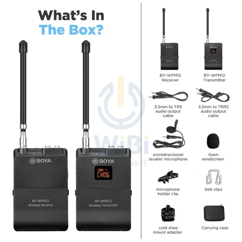 Boya BY-WFM12 VHF Wireless Microphone System - 12 Channel / Wireless - Black