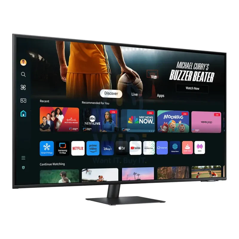 شاشة سامسونج الذكية M70D LS32DM702UMXUE حجم 32 بوصة بدقة 4K UHD / زمن استجابة 4 مللي ثانية / إتش دي إم آي / يو إس بي / بلوتوث 5.2 / أسود