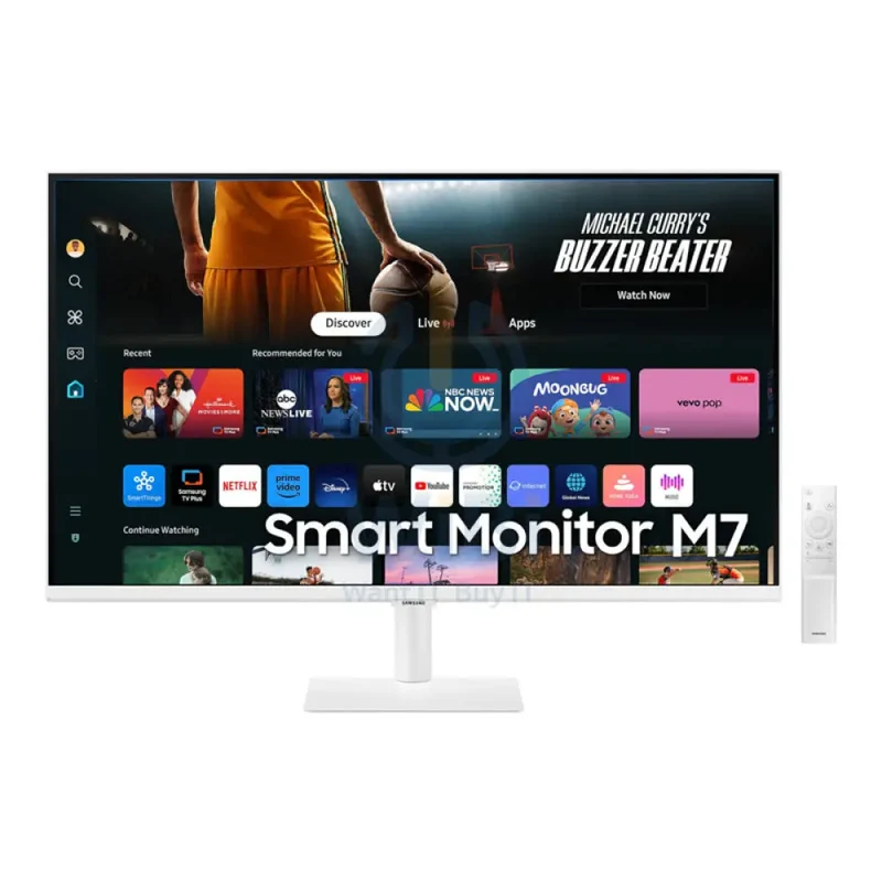 شاشة سامسونج 4K UHD M70D LS32DM703UMXUE ذكية، مقاس 32.0 بوصة، 4K UHD، 4 مللي ثانية، HDMI، USB، بلوتوث v5.2، أبيض